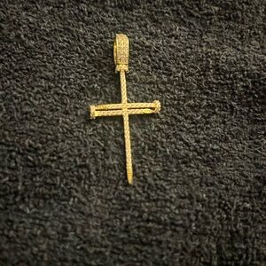 GLD iced out nail cross pendant